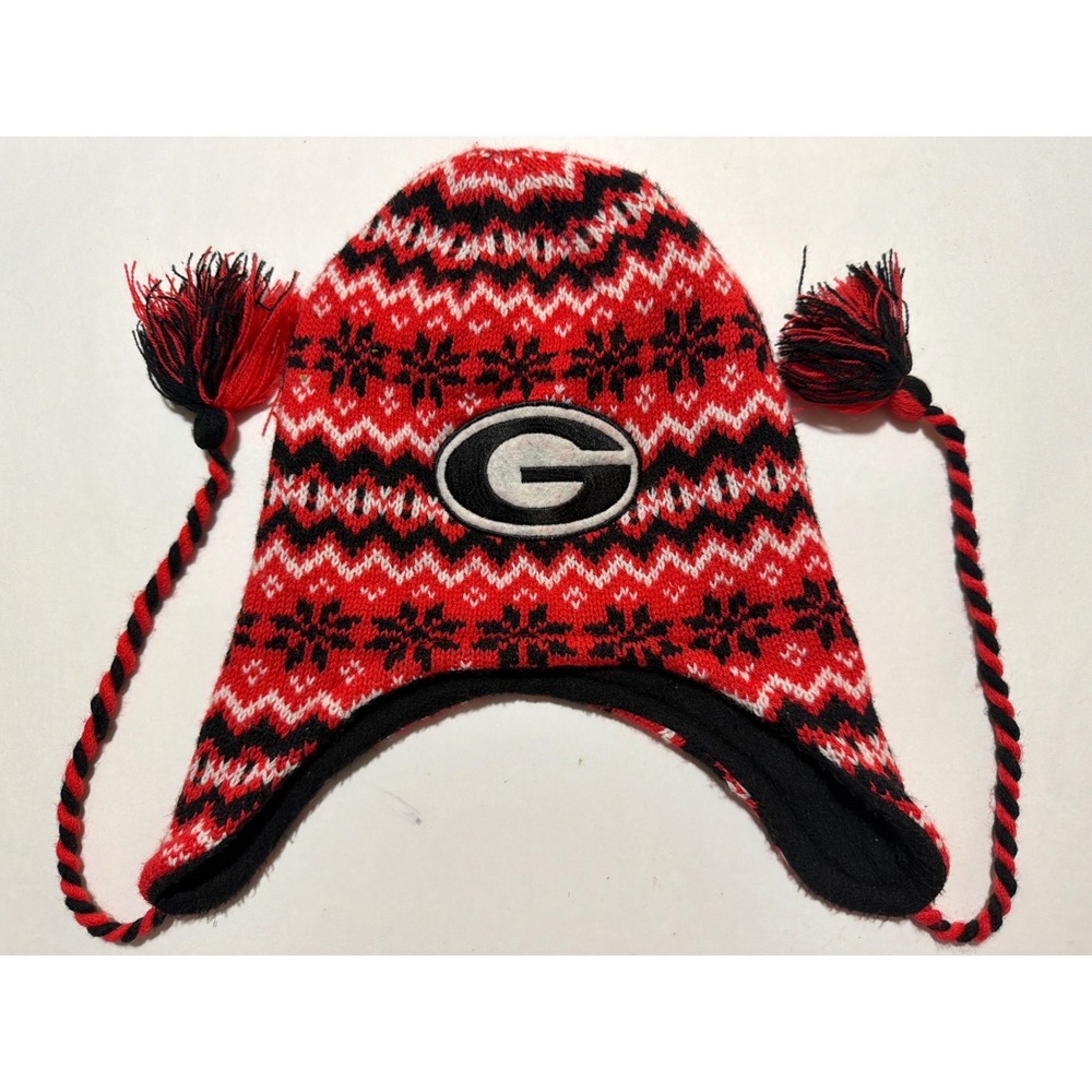 Georgia Bulldogs Forever Collectibles Red Black Fair Isle Knit Trapper Hat NCAA